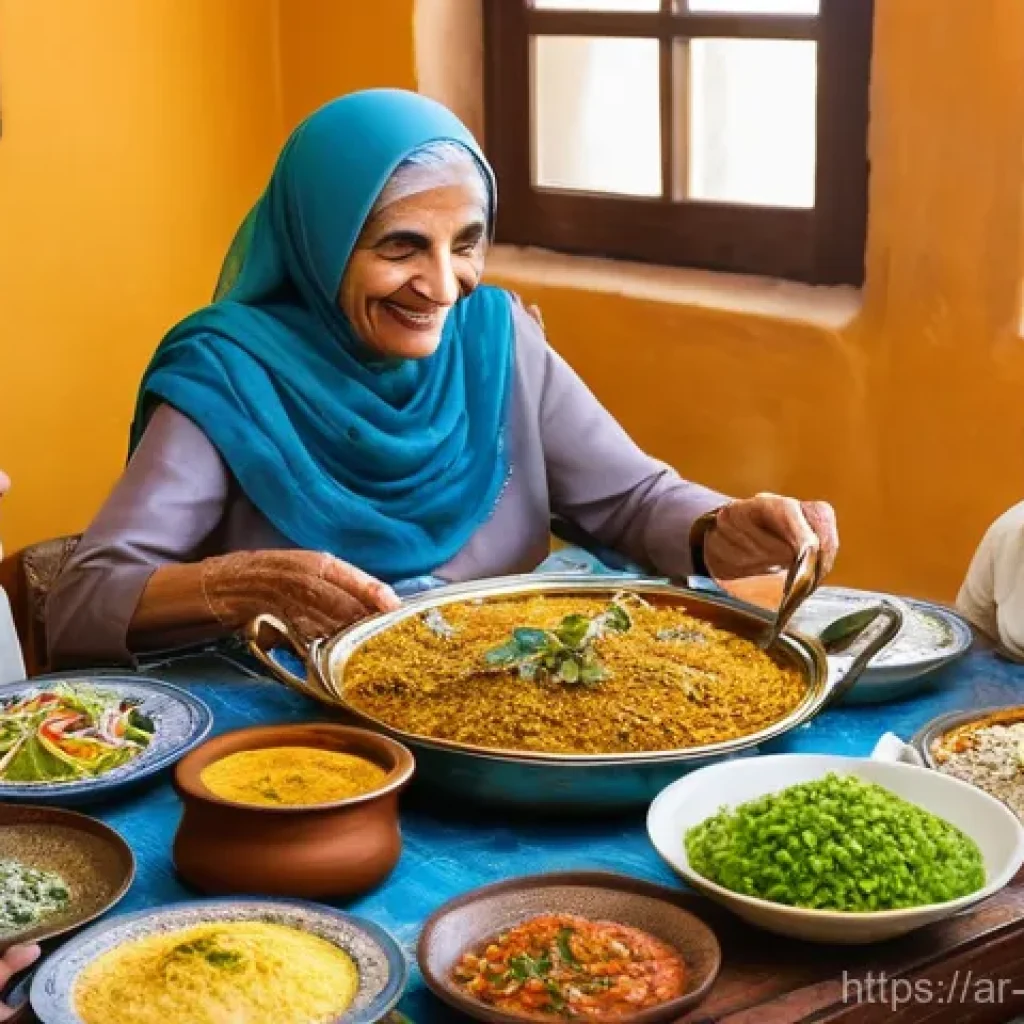 음식의 역사적 상징과 의미 - **Prompt Title: "A Grandmother's Tale at the Festive Table"**
**Prompt:** A heartwarming and vib...