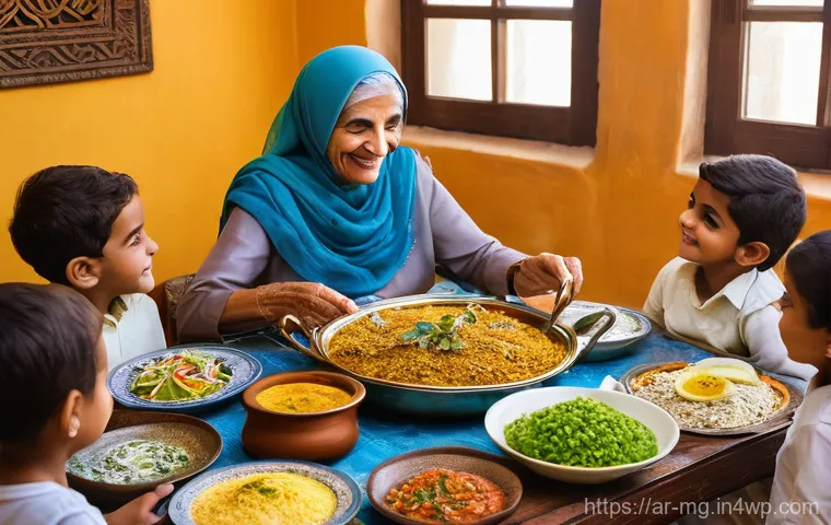 음식의 역사적 상징과 의미 - **Prompt Title: "A Grandmother's Tale at the Festive Table"**
**Prompt:** A heartwarming and vib...