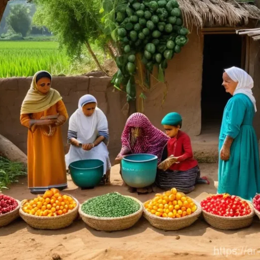 고대 문헌에 나타난 음식 이야기 - **Image Prompt: Traditional Harvest and Community Food Preparation**
"A vibrant, sunny outdoor s...