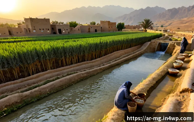 각국의 전통 농업 역사와 음식 - Photorealistic sunrise scene in a traditional Middle Eastern terraced farm, an Arab farming family i...